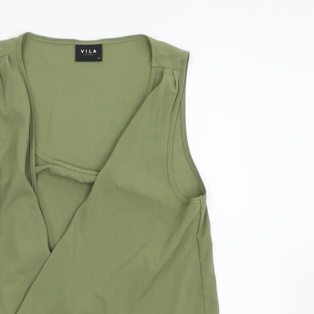 Womens UK Size XS villa Green Basic Tank