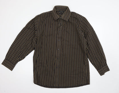 George Mens Brown Striped   Button-Up Size 17