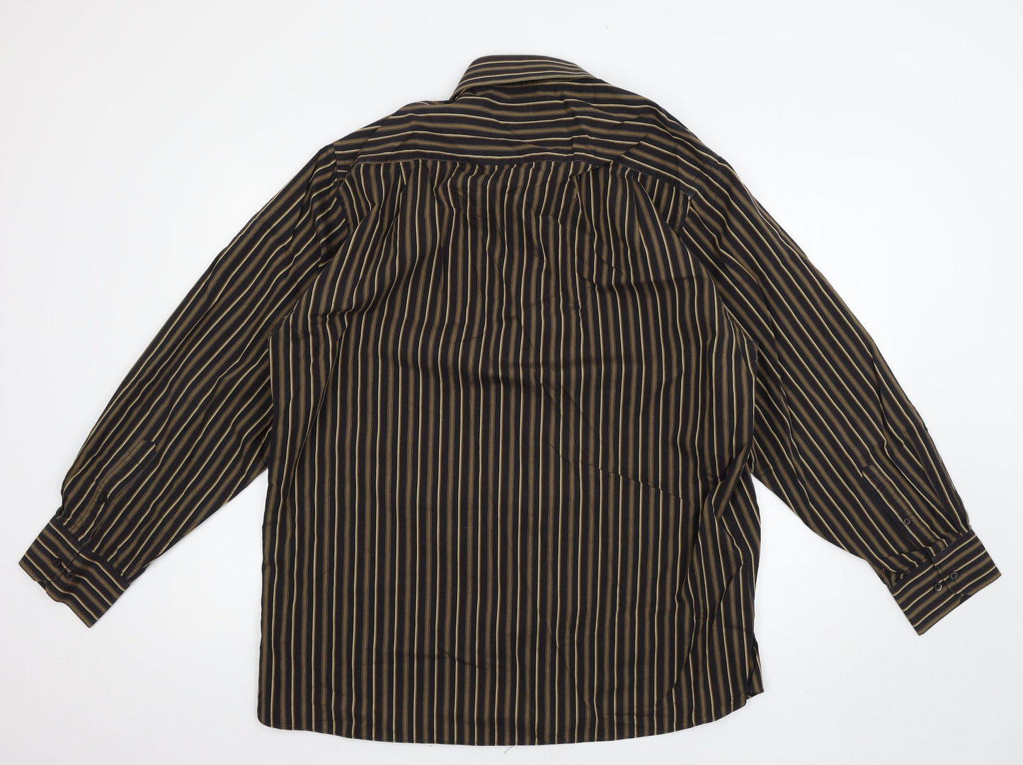 George Mens Brown Striped   Button-Up Size 17