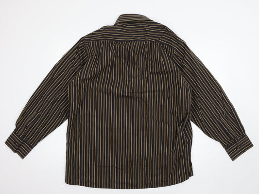 George Mens Brown Striped   Button-Up Size 17