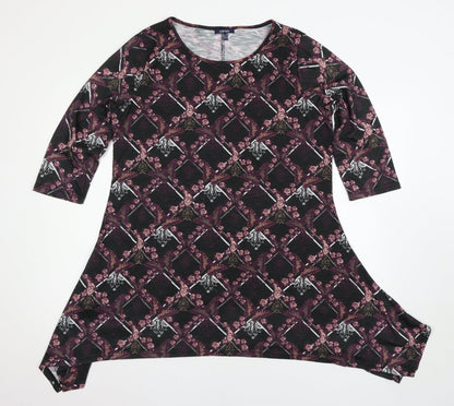 Additional front view of Samya women’s multicoloured floral basic t-shirt, size UK 16