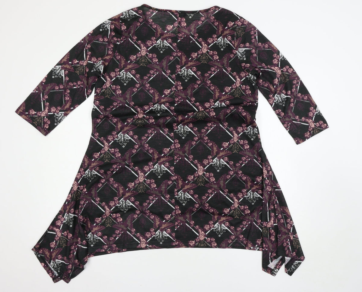 Back view of Samya women’s multicoloured floral basic t-shirt, size UK 16