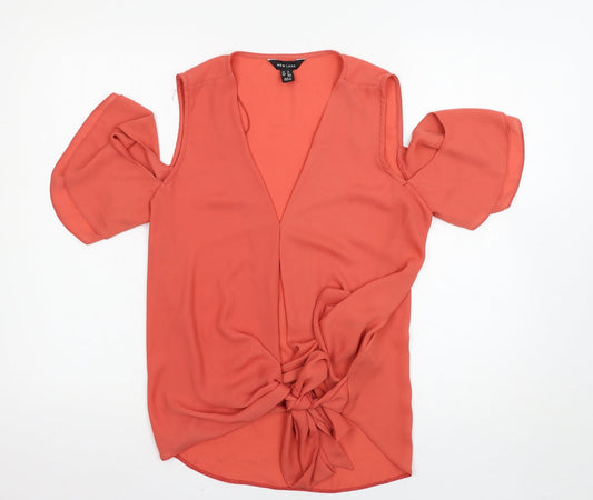 Womens UK Size 10 New Look Pink Basic Blouse