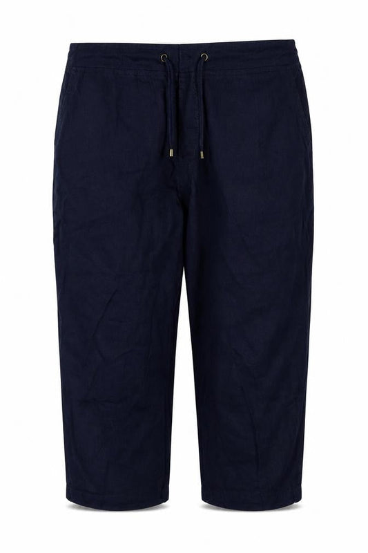 Front view of Bonmarché women’s blue trousers, size UK 22, 22-inch leg