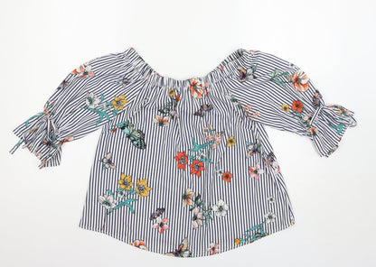 Womens UK Size 10 New Look Multicoloured Basic Blouse