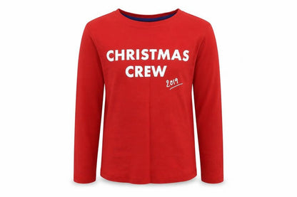 Front view of George boys’ red solid pyjama top, size 9-10, years - christmas pyjama top