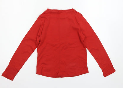 George Boys Red Solid   Pyjama Top Size 9-10 Years  - Christmas pyjama top