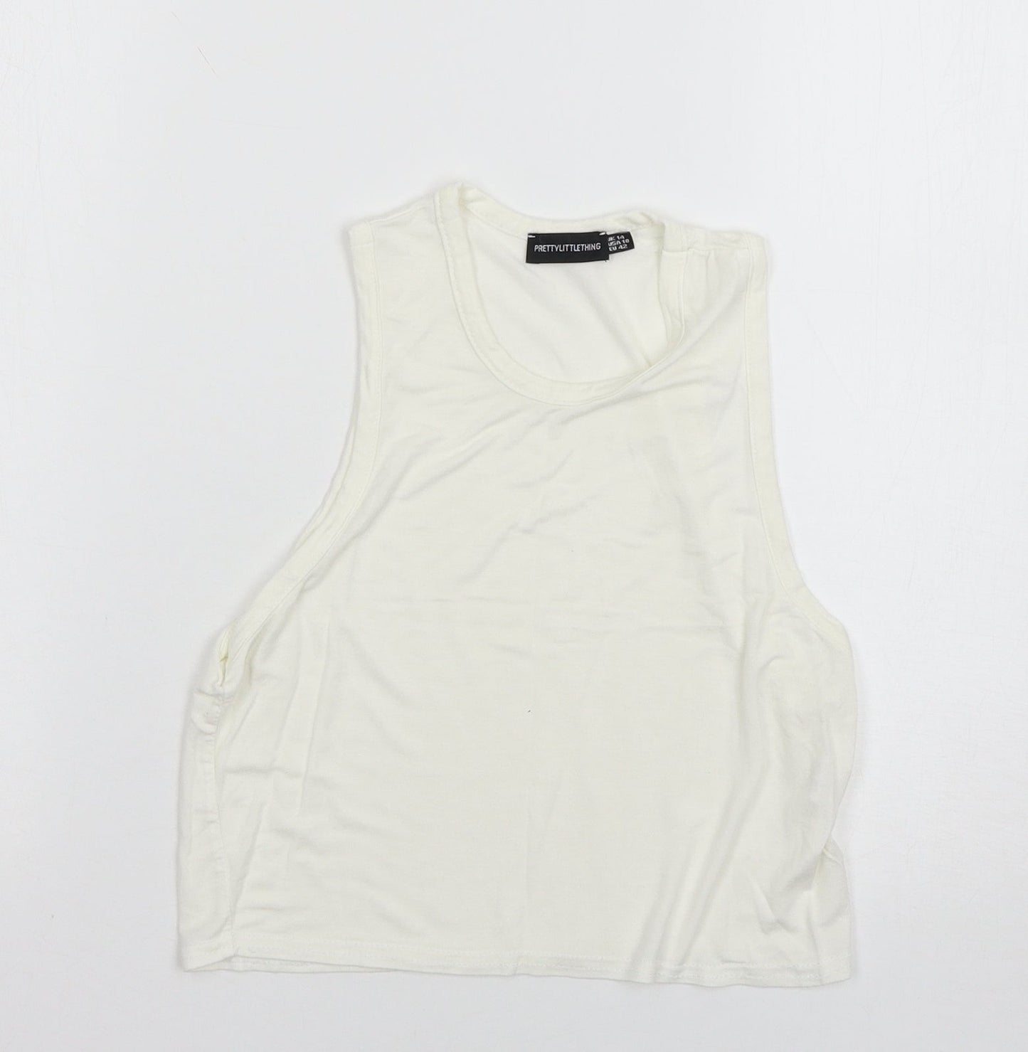 Womens UK Size 14 PRETTYLITTLETHING White Basic Tank