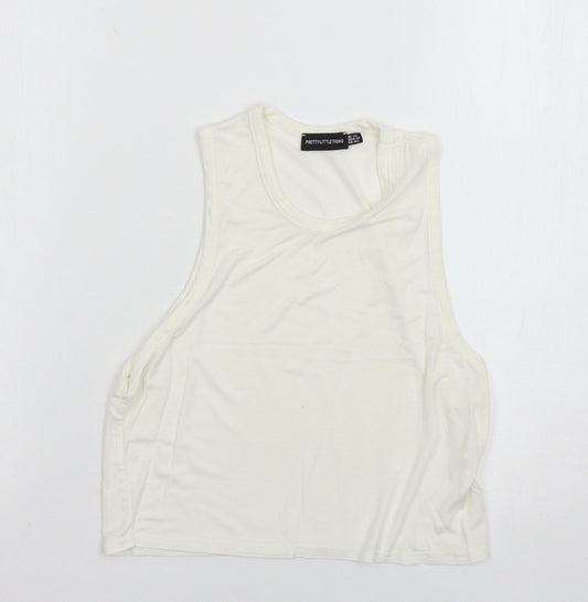 Womens UK Size 14 PRETTYLITTLETHING White Basic Tank
