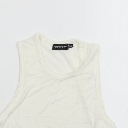 Womens UK Size 14 PRETTYLITTLETHING White Basic Tank