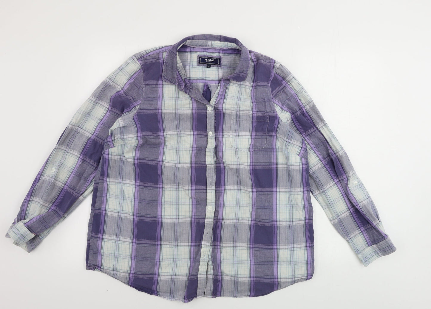 Mens UK Size 18 Maine New England Black  Button-Up Long Sleeve Casual Shirt