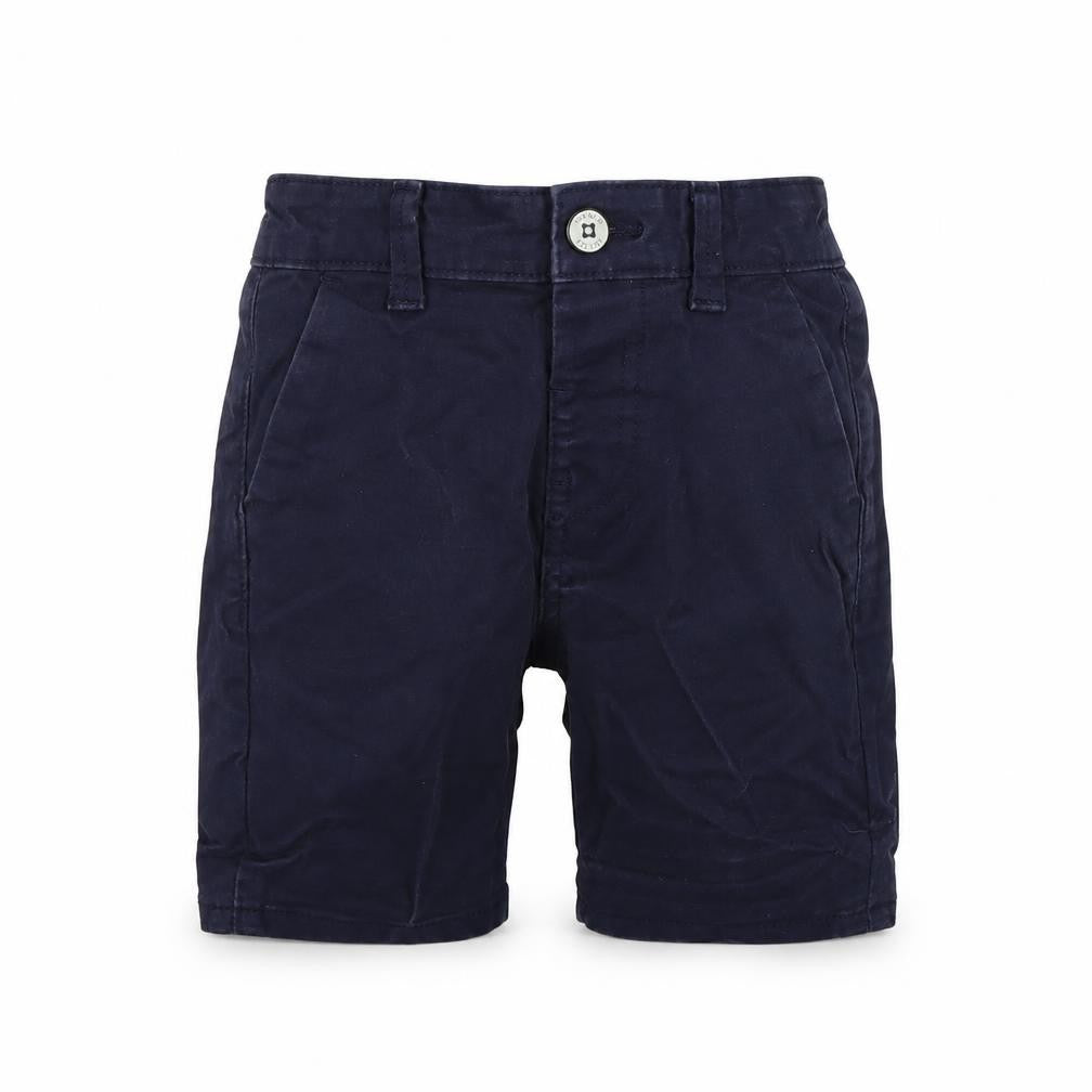 Front view of denim ci boys’ blue chino shorts, size 3-4, years