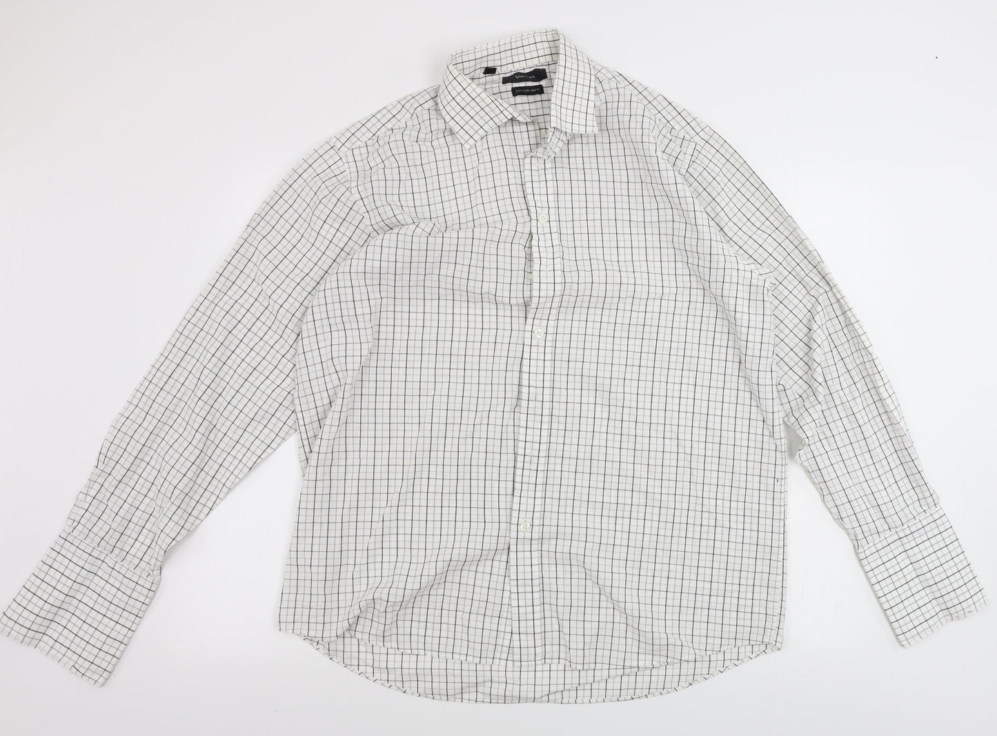 ventura Mens White Check   Button-Up Size 16