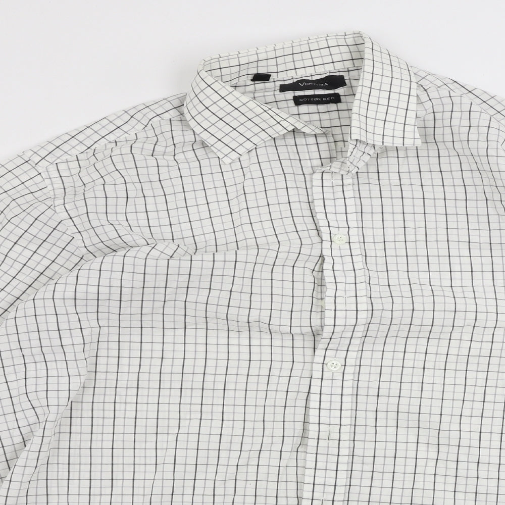 ventura Mens White Check   Button-Up Size 16