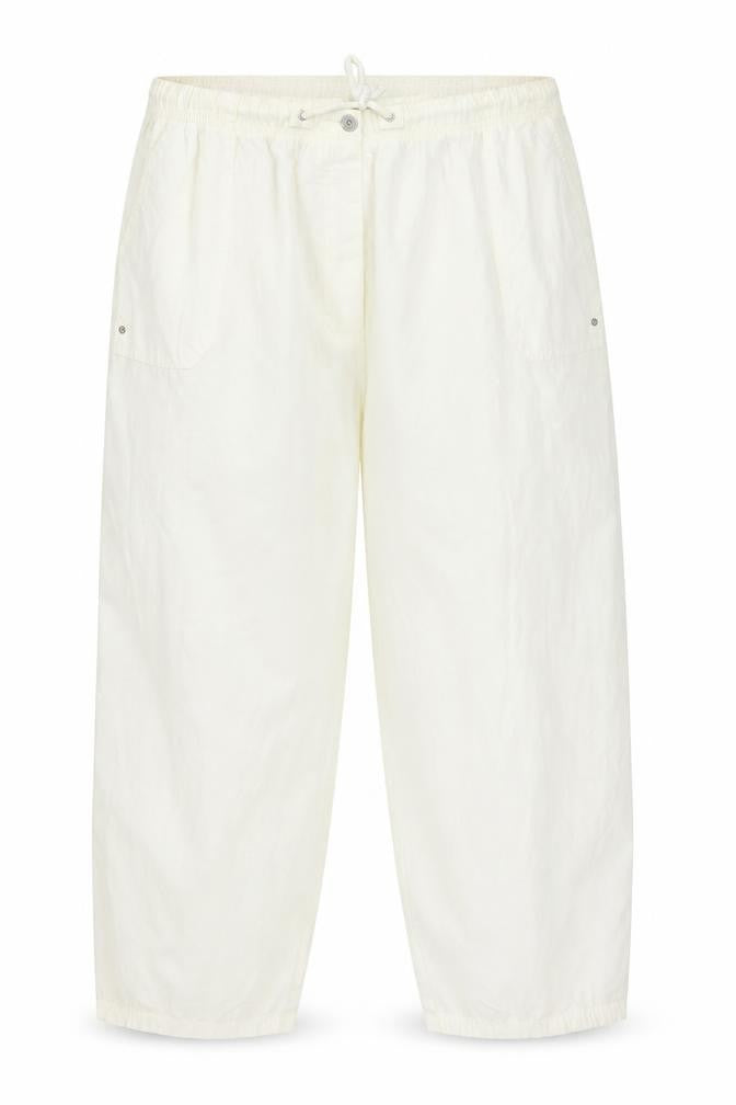 Front view of Preworn women’s ivory trousers, size UK 38, in, 25-inch leg