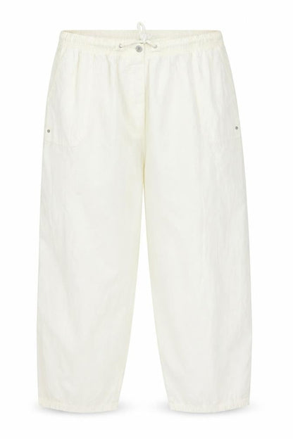 Front view of Preworn women’s ivory trousers, size UK 38, in, 25-inch leg