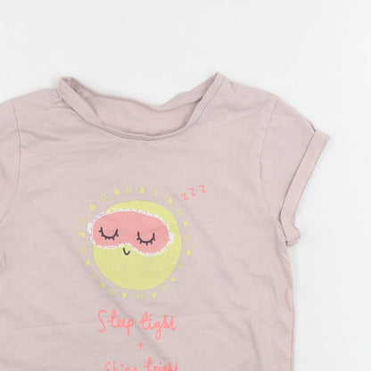 Close-up detail of George girls’ pink basic t-shirt, size 7-8, years