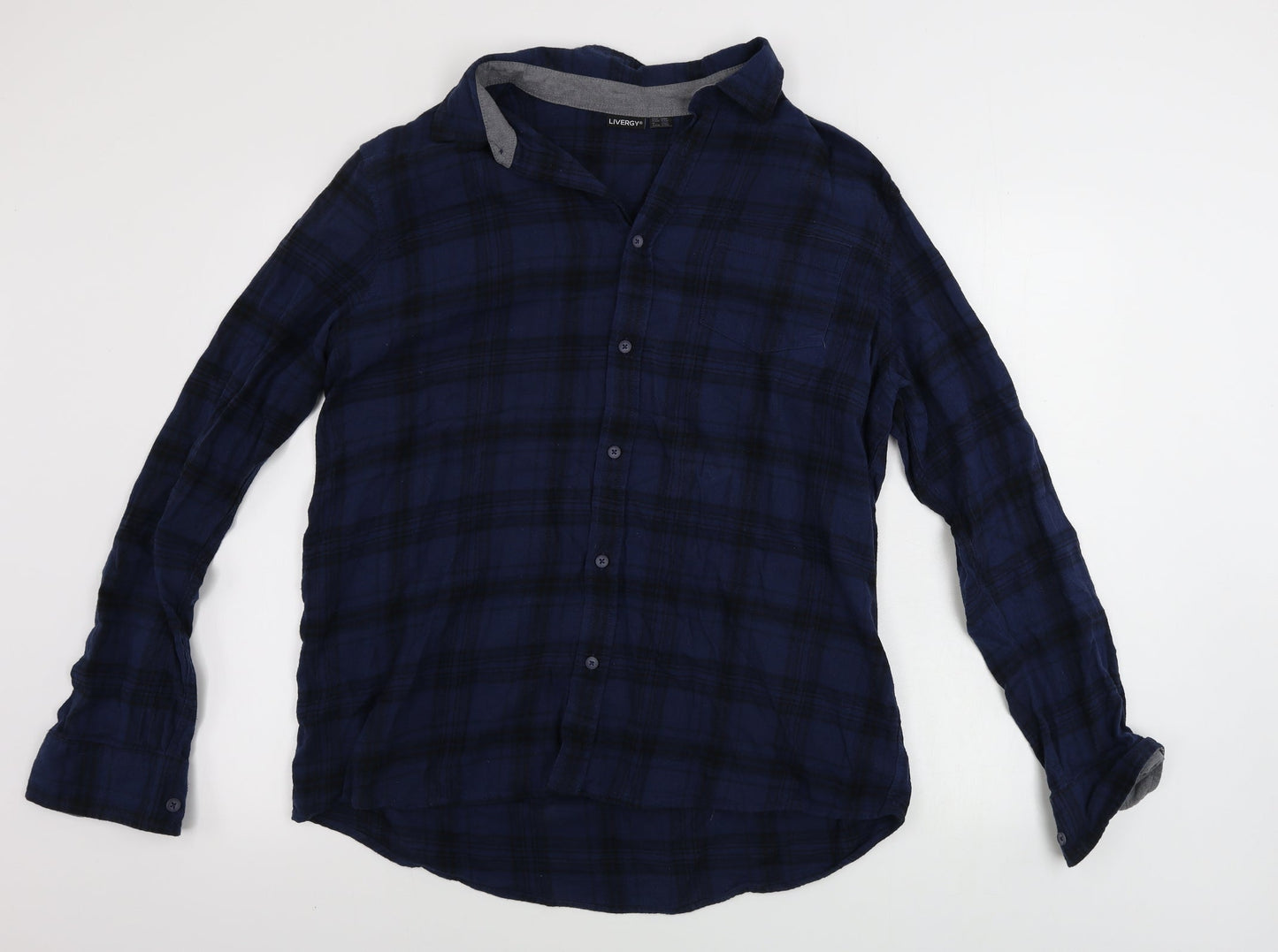 Livergy Mens Blue Check   Button-Up Size XL