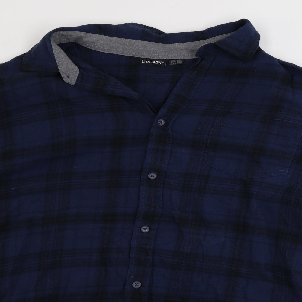 Livergy Mens Blue Check   Button-Up Size XL