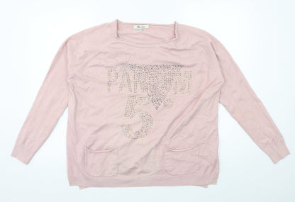 Womens UK Size S Bluoltre Pink Pullover Jumper