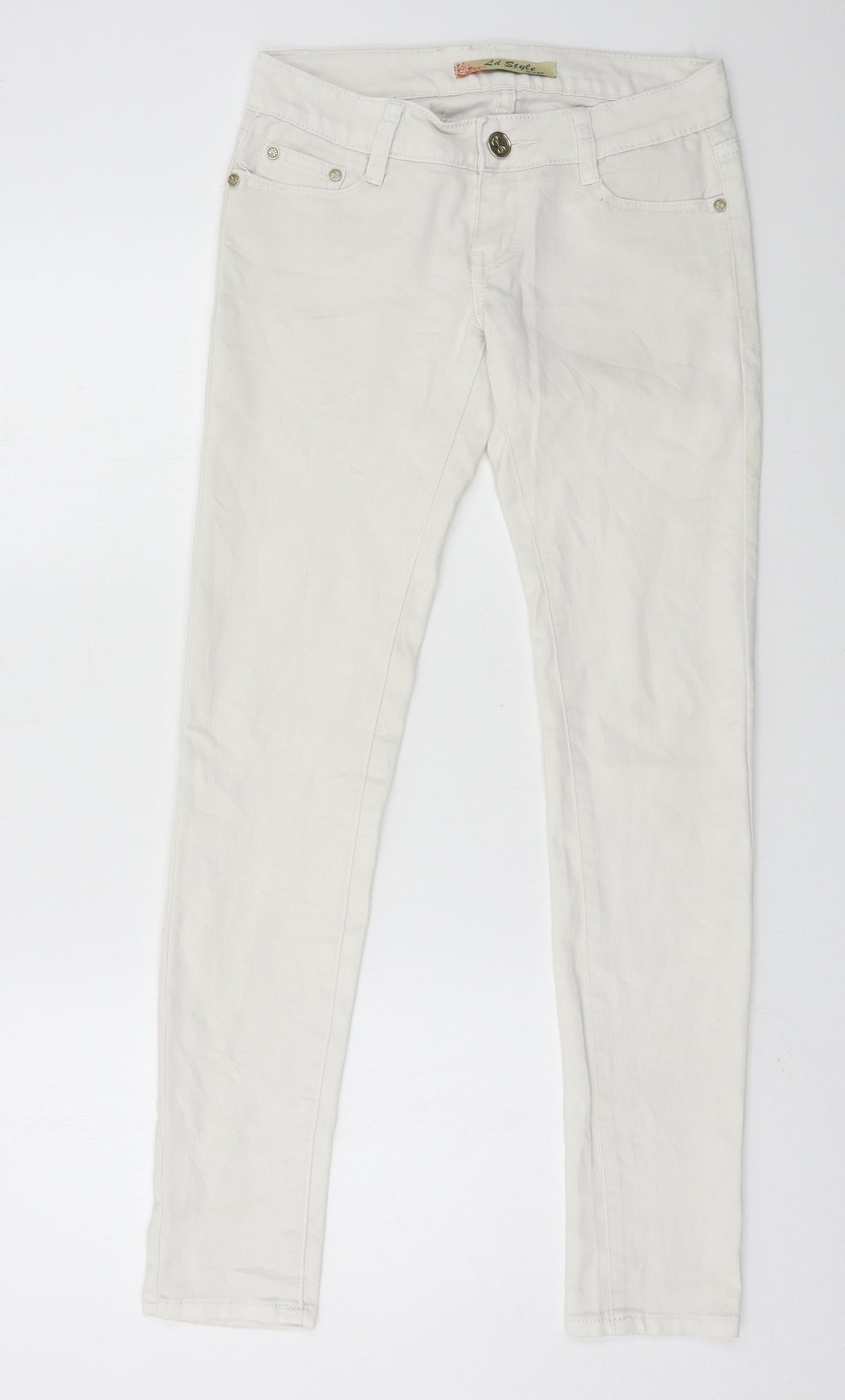 LD Style Womens White  Denim Skinny Jeans Size 8 L30 in
