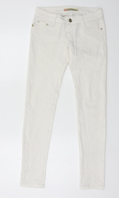 LD Style Womens White  Denim Skinny Jeans Size 8 L30 in