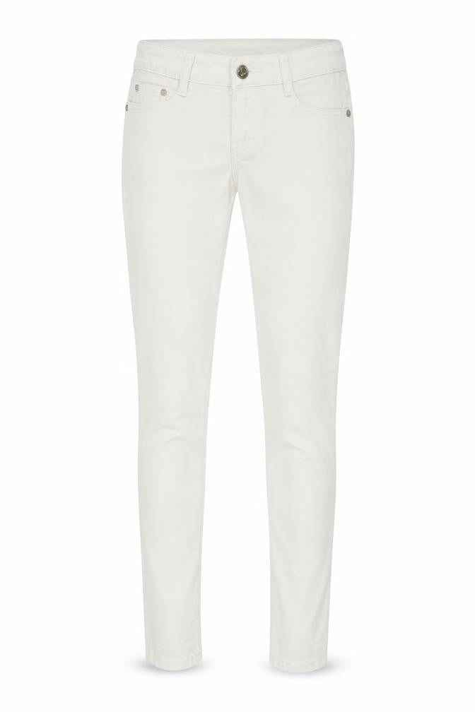 Front view of LD Style women’s white denim skinny jeans, size UK 8, 30-inch leg