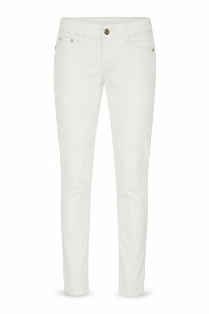 Front view of LD Style women’s white denim skinny jeans, size UK 8, 30-inch leg
