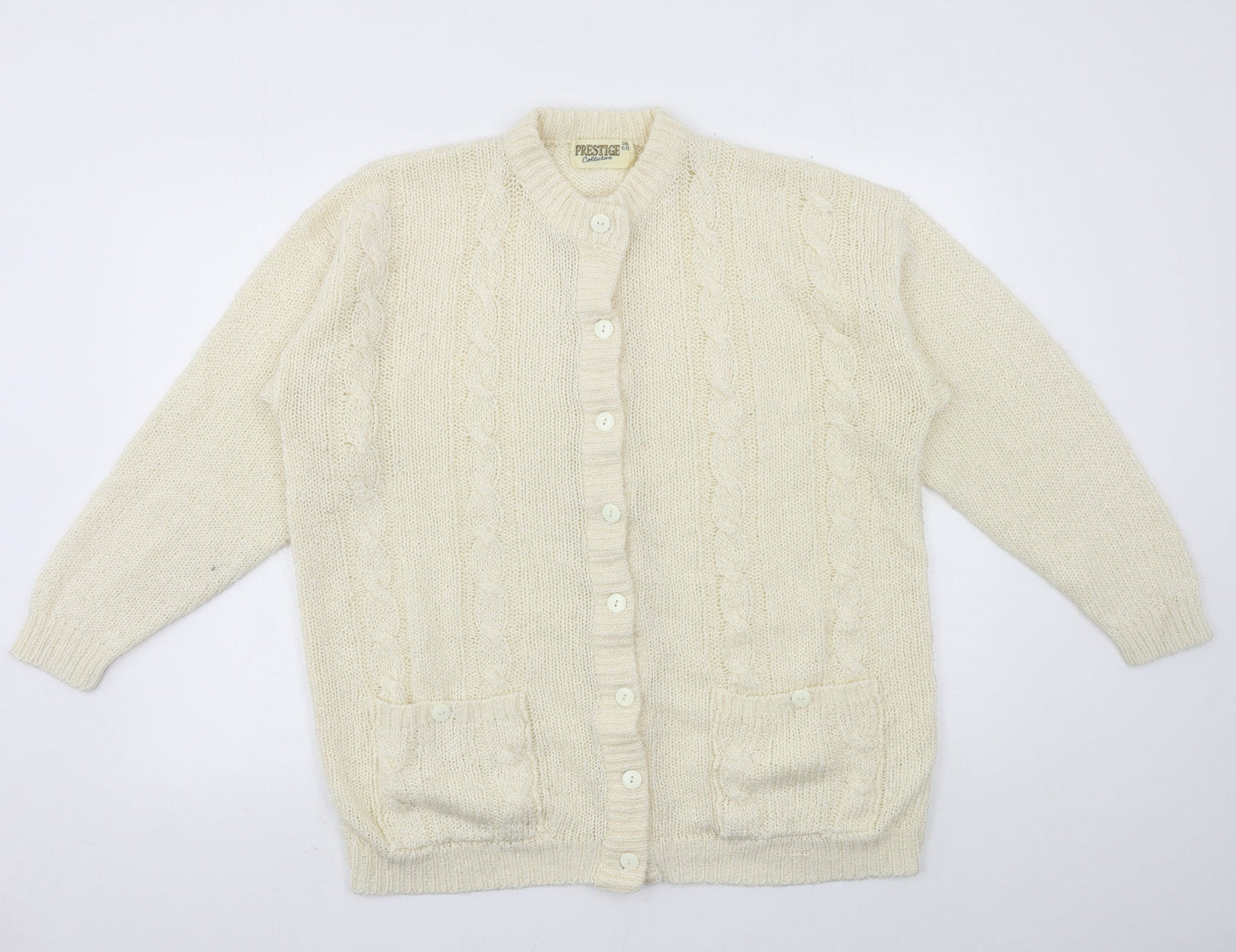 Prestige Womens Ivory  Knit Cardigan Jumper One Size