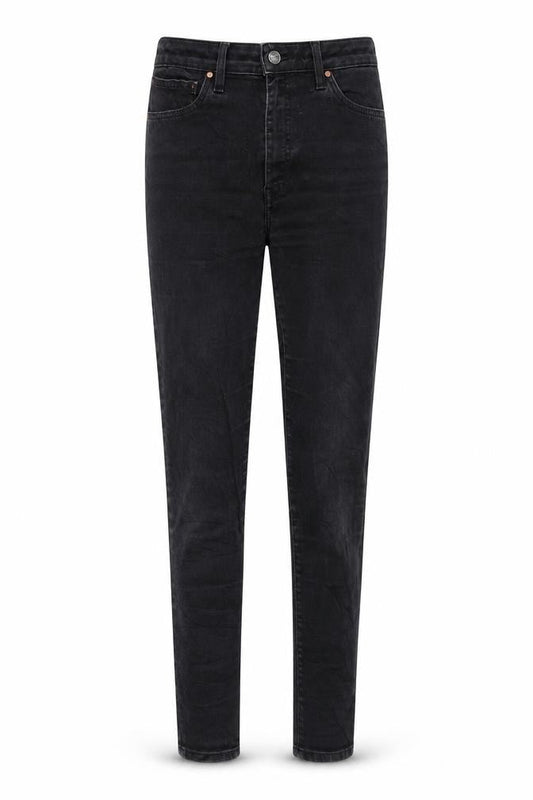 Front view of Never Denim women’s grey denim skinny jeans, size L, 30-inch leg
