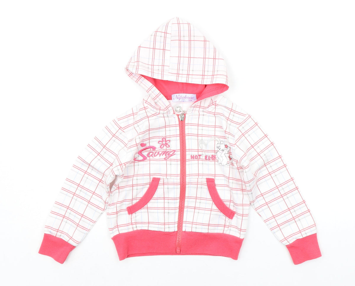 Additional front view of NAPOLEONE girls’ white check jacket, size 2-3, years