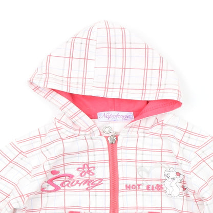 Close-up detail of NAPOLEONE girls’ white check jacket, size 2-3, years