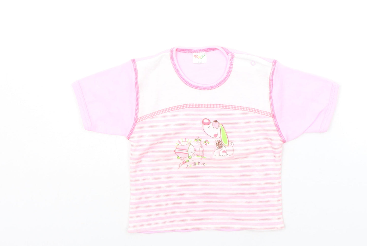 K&Y Girls Pink Striped  Basic T-Shirt Size 4-5 Years