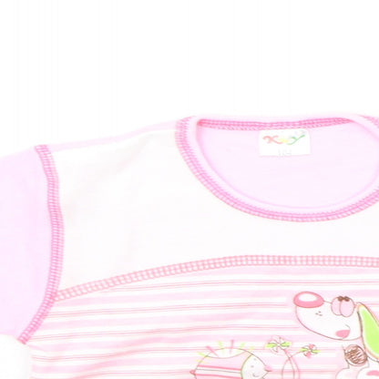 K&Y Girls Pink Striped  Basic T-Shirt Size 4-5 Years