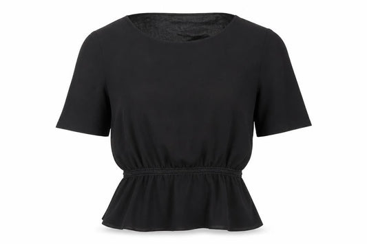 Womens UK Size 10 Papaya Black Basic Blouse