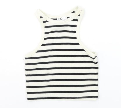 Divided Girls White Striped  Basic Tank Size S