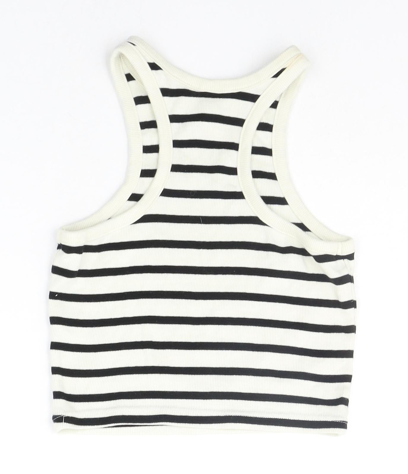 Divided Girls White Striped  Basic Tank Size S