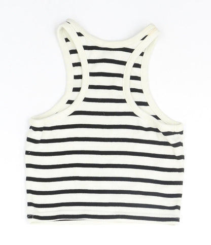 Divided Girls White Striped  Basic Tank Size S