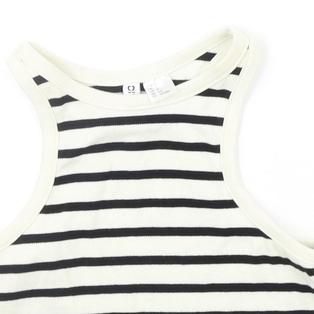 Divided Girls White Striped  Basic Tank Size S
