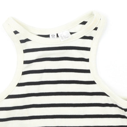 Divided Girls White Striped  Basic Tank Size S