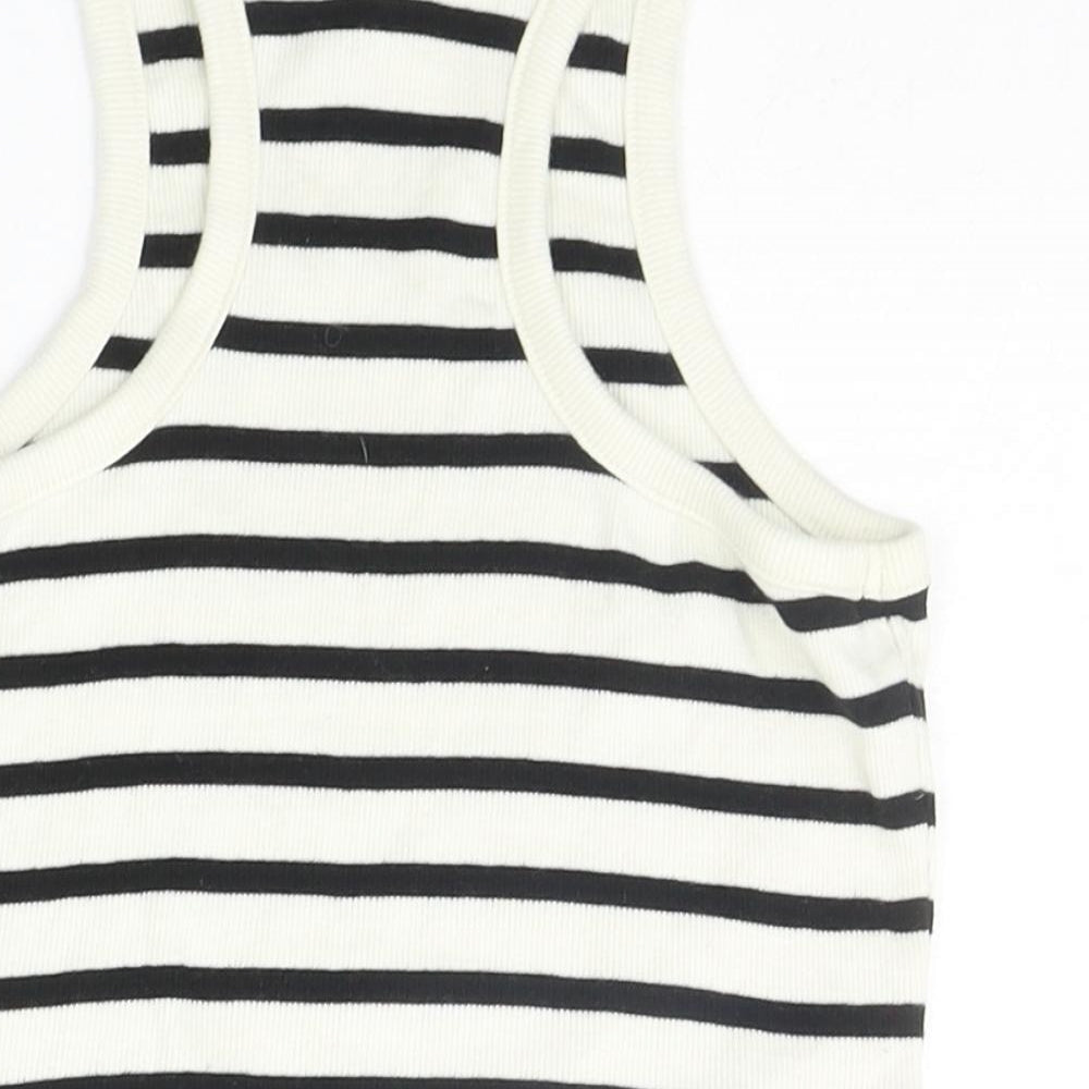 Divided Girls White Striped  Basic Tank Size S