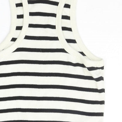 Divided Girls White Striped  Basic Tank Size S