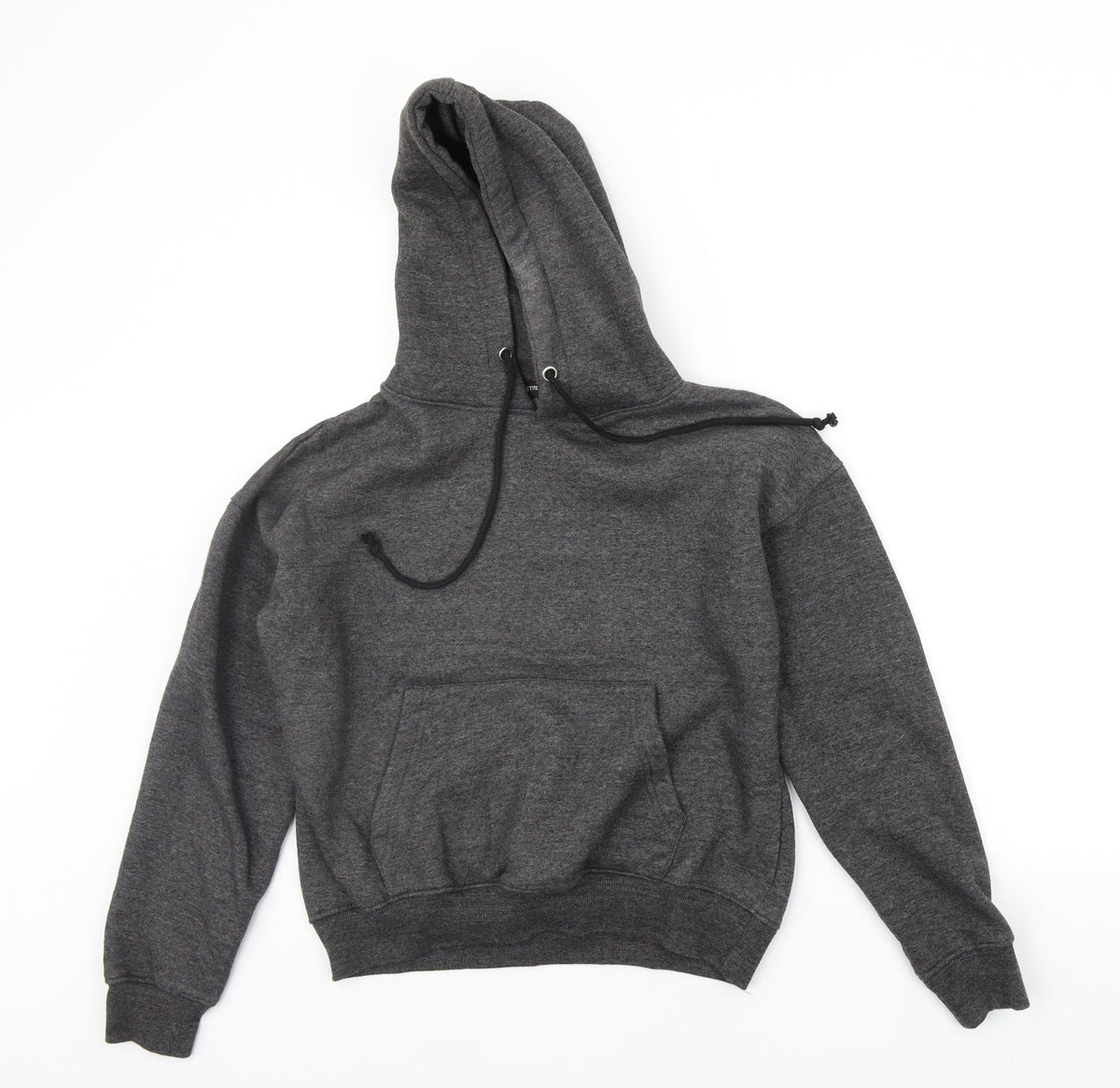 Additional front view of PRETTYLITTLETHING women’s grey pullover hoodie, size UK 6