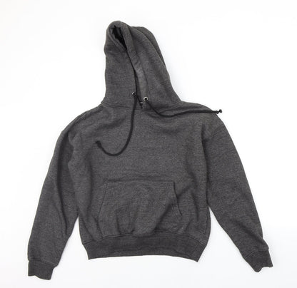 Additional front view of PRETTYLITTLETHING women’s grey pullover hoodie, size UK 6