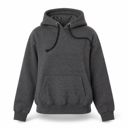 Front view of PRETTYLITTLETHING women’s grey pullover hoodie, size UK 6