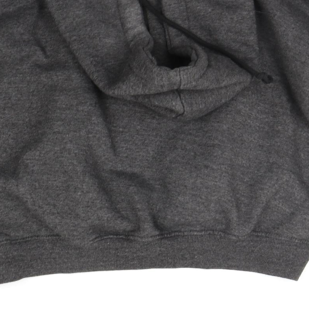 Brand and care label for PRETTYLITTLETHING women’s grey pullover hoodie, size UK 6