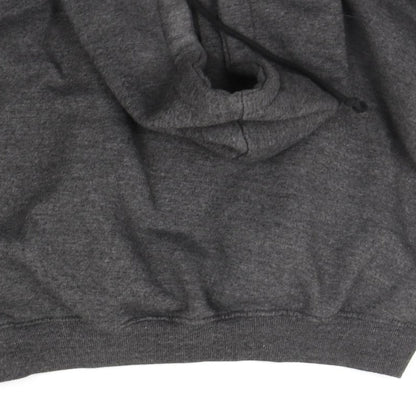 Brand and care label for PRETTYLITTLETHING women’s grey pullover hoodie, size UK 6