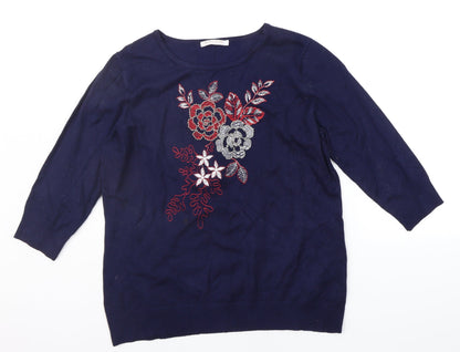 Womens UK Size L ANNA ROSE Blue Pullover Jumper