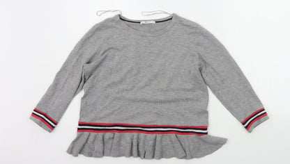 TU Womens Grey Striped  Pullover Jumper Size 8