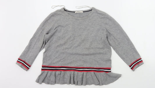 TU Womens Grey Striped  Pullover Jumper Size 8